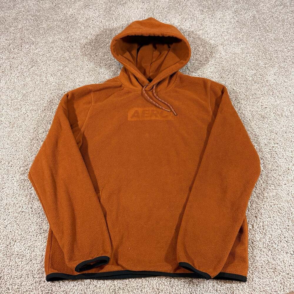 Aeropostale Fleece Hoodie Mens Medium Brown Pullover Sherpa Teddy Sweatshirt